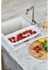 Resim Lavoba İçi Sürgülü Açılır Kapanır Sebze Meyve Süzgeci Beyaz Açık 38,5 Cm Kapalı 34,50 Cm Çok Renkli 