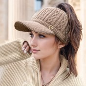 Resim Kadınların Hafif Örgü Kuyruklu Beanie - Kulak Flapları ve Bağcıklı, Dış Mekan Aktiviteleri, Beanie Yürüyüş, Açık Hava Sporları İçin İdeal, Minimalist Kapağı ve Polyester Elyaf Kapak 