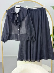 Resim Lovie Moda Mira Yakası Bağlamalı Etekli Takım Siyah 