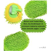 Resim Teleskopik Mikrofiber Araç Yıkama Fırçası Yedek Mop Başlığı Sarı 1 Adet 