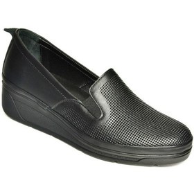 Resim Fox Shoes U555024303 Siyah Hakiki Deri Comfort Ortopedik Taban Kadın Ayakkabı Siyah-hakiki Deri Siyah 