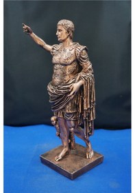 Resim Sezar Augustus Roma İmparatoru Heykeli - 33 Cm Dekoratif Biblo, Ev & Ofis Hediyelik Aksesuar Bakır 