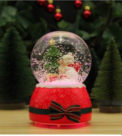 Resim Yılbaşı Kar Küresi Noel Işıklı Ve Müzikli Christmas Kardan Adam Kurdelalı 