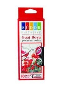 Resim Südor Guaj Boya 10 Renk X 15 ML Cam Şişede Çok Renkli 
