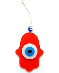 Resim Nazar Boncuklu Turuncu Fatma Ana Bereket Eli Cam Duvar Süsü 02-10mm 5yards 