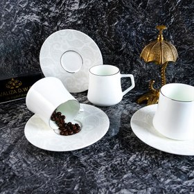 Resim Evaliza Paisley White 6 Kişilik Çay Fincan Takımı 180 ml 