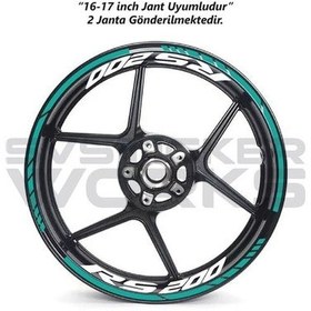 Resim Bajaj Rs200 Jant Sticker Dış Ve İç Set Sticker Jant Şeridi Turkuaz 16860442 