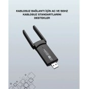Resim Yüksek Hızlı 1200 Mbps Çift Bant USB Wifi Adaptör – Güçlü Sinyal, Geniş Uyumluluk 