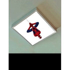 Resim Gökyüzü Panel Spiderman Çocuk Avize-Lamp 60W Güçlü AYDINLATMA-60 x 60 Beyaz Kare Çerçeve 