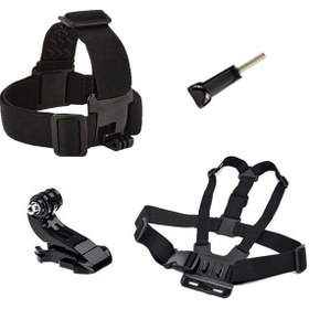 Resim Gplus Gopro Eken Sjcam Kafa Bandı Göğüs Kemeri 4 Parça Set ST004 
