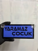 Resim HBSİ MAVİ RENK ÜZERİ SİYAH RENK HALLEDERİZ YAZILI VANTUZLU CAM SÜSÜ 