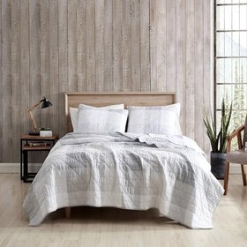 Resim Eddie Bauer - King Yorgan Seti, Eşleşen Yastık Kılıflı Pamuklu Çift Taraflı Yatak Takımı, Orta Ağırlıkta Ev Dekoru (Taş Grisi, King) 