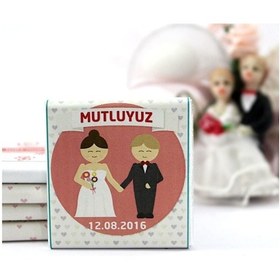 Resim Dark Brown Nikah Çikolatası Kişiselleştirilebilir El Yapımı Madlen Çikolata NKK17 150 Adet 