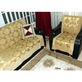 Resim Milenyum Saraylı Lüx Maxi Koltuk Örtüsü Takımı (3+3+1+1)-Altın 