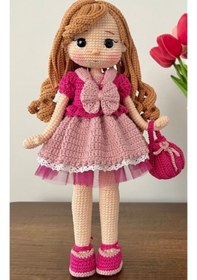 Resim Amigurumi Kız Bebek Oyuncak Bebek Pembe 