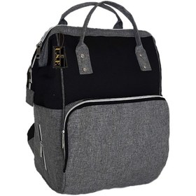 Resim U.S.F Lüx Fonksiyonel Anne Bebek Bakım Sırt Çantası Açık Gri - Siyah 