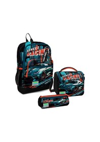Resim Coral High Kids Siyah Nefti Yarış Arabası Desenli 3’lü Okul Çanta Seti SET0123765 