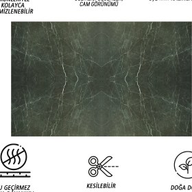 Resim Tink Kendinden Yapışkanlı Siyah Yeşil Mermer Desenli Pvc Panel 41X62 cm (12 Adet) 3 M² 