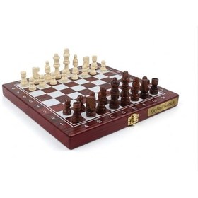 Resim Kişiye Özel İsim Yazılabilir Lüks Ahşap 3'ü 1 Arada Premium Satranç Dama Tavla Seti Kilitli 24 Cm 