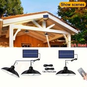 Resim 1 adet Güneş Enerjili LED Kolye Işık - Çift/Tek Başlıklı, Uzaktan Kumandalı Dış ve İç Mekan Aydınlatması için Veranda, Garaj, Karavan Kampı - Ayarlanabilir Renk Sıcaklığı, Kolay Kurulum, Dış Mekan Güneş Işıkları 