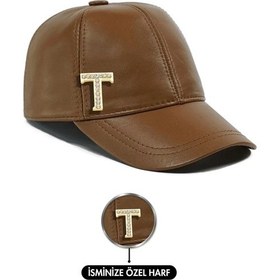 Resim Twingold İsme Özel Kep Şapka - %100 Deri - Ab01012 - Camel Camel 