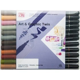 Resim Zig Art & Graphic Twin Brush Pen Çift Uçlu Çizim Kalemi 12'li Set N11.748 