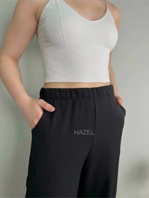 Resim Hazel Kadın Siyah Yüksek Bel Lastikli Bol Paça Pantolon-siyah Siyah 