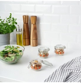 Resim 6 Adet Kapaklı Cam Kavanoz 13 Cl Contalı Çap: 7 Cm Güneş Desenli Hava Geçirmez Kapak 