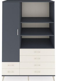 Resim Kronos Dolap 7 Raflı 6 Çekmeceli Tek Kapaklı 132x59x195 Antrasit-antrasit/aytaşı Antrasıt/aytası 
