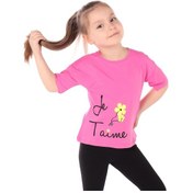 Resim Toontoy Kız Bebek Le Taime Baskılı Tişört Fuşya 