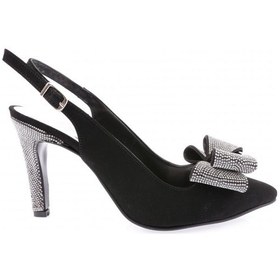 Resim Dgn 1316 23y Kadin Sivri Burun Kristal Taşli Fiyonklu Bilekten Bağli Abiye Ayakkabi 1316-2183-R1680 Siyah 