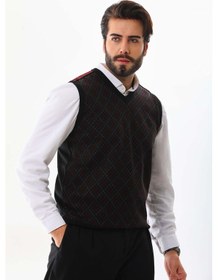 Resim Pelikan Erkek V Yaka Desenli Süveter 9614 Bordo 