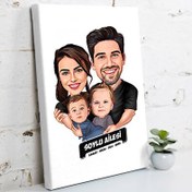 Resim 2 Çocuklu Canım Ailem Karikatürlü Kanvas Tablo 