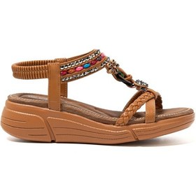 Resim Sandalet Kadın 25y154-1 Cl Guja Camel Kahve 