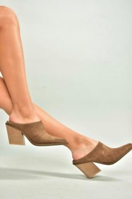 Resim Fox Shoes U654806102 Vizon Hakiki Deri Süet Western Topuklu Ayakkabı 