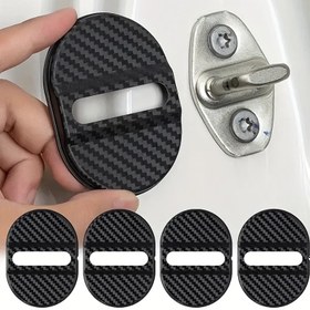Resim 4 Adet Evrensel Araba Kilit Plaka Koruyucu, Karbon Fiber Görünüm Kapı Giriş Koruması, Anti-Titreşim Gürültü Azaltma Kauçuk Ped, Diğer Plastik Malzeme ile Araba için 