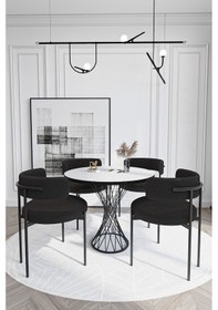 Resim Avvio Metal Teddy Sandalye 90x90 Yuvarlak Kum Saati Ayak Mutfak Masası Takımı Yemek Masası Takımı Beyaz Avvio6531 