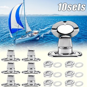 Resim 10 Set Denizcilik Sınıfı Büküm Kilitleme Bağlantı Elemanları Döner Düğme ve Göz, Kanvas Bağlantısı için Dayanıklı Kolay Kurulum 