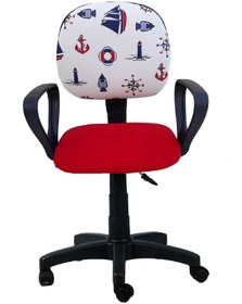 Resim Depolife Çocuk Odası Ders Çalışma Ofis Koltuğu Gemici Dümen Desenli Kırmızı 