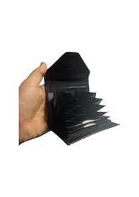 Resim Bons Kaliteli Hakiki Deri Mıknatıslı 10 Gözlü Siyah Akordiyon Model Kartlık 10,5 Cm X 8 Cm Siyah 