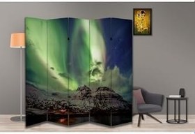 Resim Kuzey Işıkları Temalı Özel Tasarım Paravan Room Divider PRV1182, 180 x 180 
