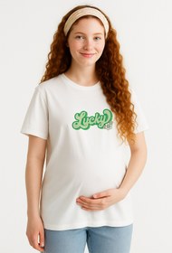 Resim TARZ STİL Premium Yumuşak Penye Kumaşlı Lucky baskılı Hamile Tişörtü 23448 