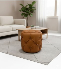 Resim Most Hallow Pro Kapitoneli Puf Kahverengi Nubuk Kumaş Evinize Teslim Kahverengi 