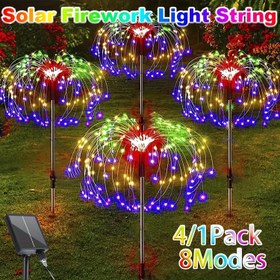 Resim 4/1 adet Güneş Enerjili Bahçe Havai Fişek Noel Işıkları, 8 Aydınlatma Modlu 320/240/60LED Güneş Enerjili Havai Fişek Işıkları, Bahçe Verandası Patio Arka Bahçe Dekoru İçin Sparkler Starburst Güneş Enerjili Halloween Işıkları 