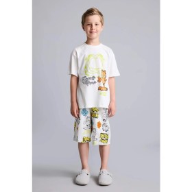 Resim DeFacto Garfield Lisanslı Regular Fit 2'li Beyaz Pijama Takımı Erkek Çocuk H8146A826HS 