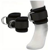 Resim Elmpaly Siyah Ayak Bileği Kayışı 2li Set Makine İçin Düzenlenebilir Nylon Dayanıklı Bacak Ve Kalça Esnetme Aparatı 