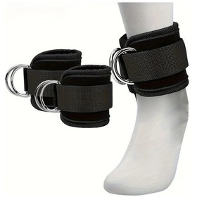 Resim Elmpaly Siyah Ayak Bileği Kayışı 2li Set Makine İçin Düzenlenebilir Nylon Dayanıklı Bacak Ve Kalça Esnetme Aparatı 