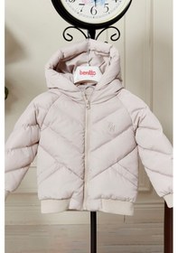 Resim Erkek Bebek Kapüşonlu Kışlık Şişme Mont Bej 