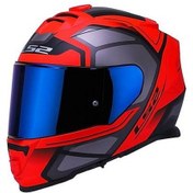 Resim Ls2 Storm 2 Faster Mat Kırmızı Kapalı Motosiklet Kaskı Mavi Camlı Kırmızı 