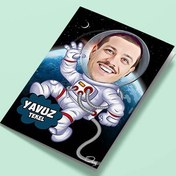 Resim Yörüngedeki Astronot Karikatürlü Tebrik Kartı 